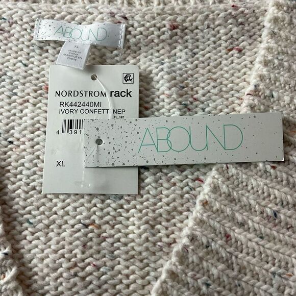 Abound Sweater V-Neck Drop Shoulder Ivory Confetti Blue Green Red Specks XL - Picture 4 of 15